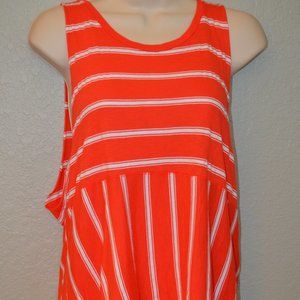 OS Michael Stars Orange & White Striped Sleeveless Shirt